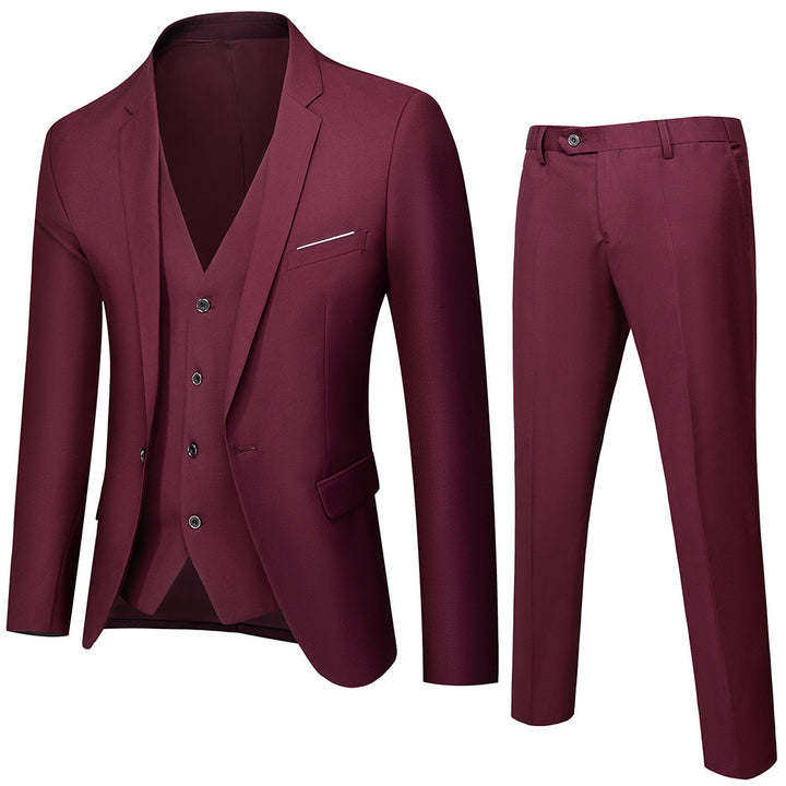 Herren nan dreiteiliges Business-Anzugset mit tailliertem Einreiher-Sakko, schmal geschnittener Weste und elegant geschnittener Anzughose Drune
