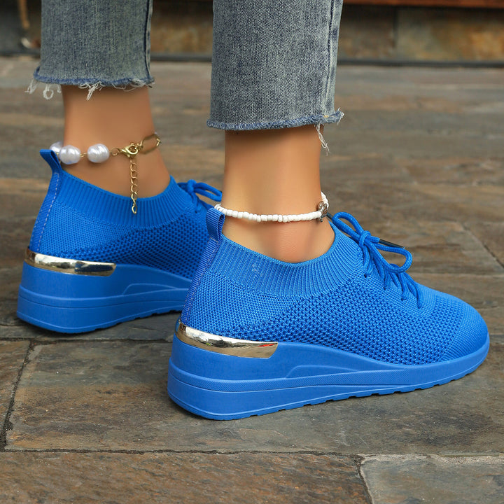 Damen bequeme Sport-Sneaker mit atmungsaktivem Obermaterial und eleganter Plateausohle Drune