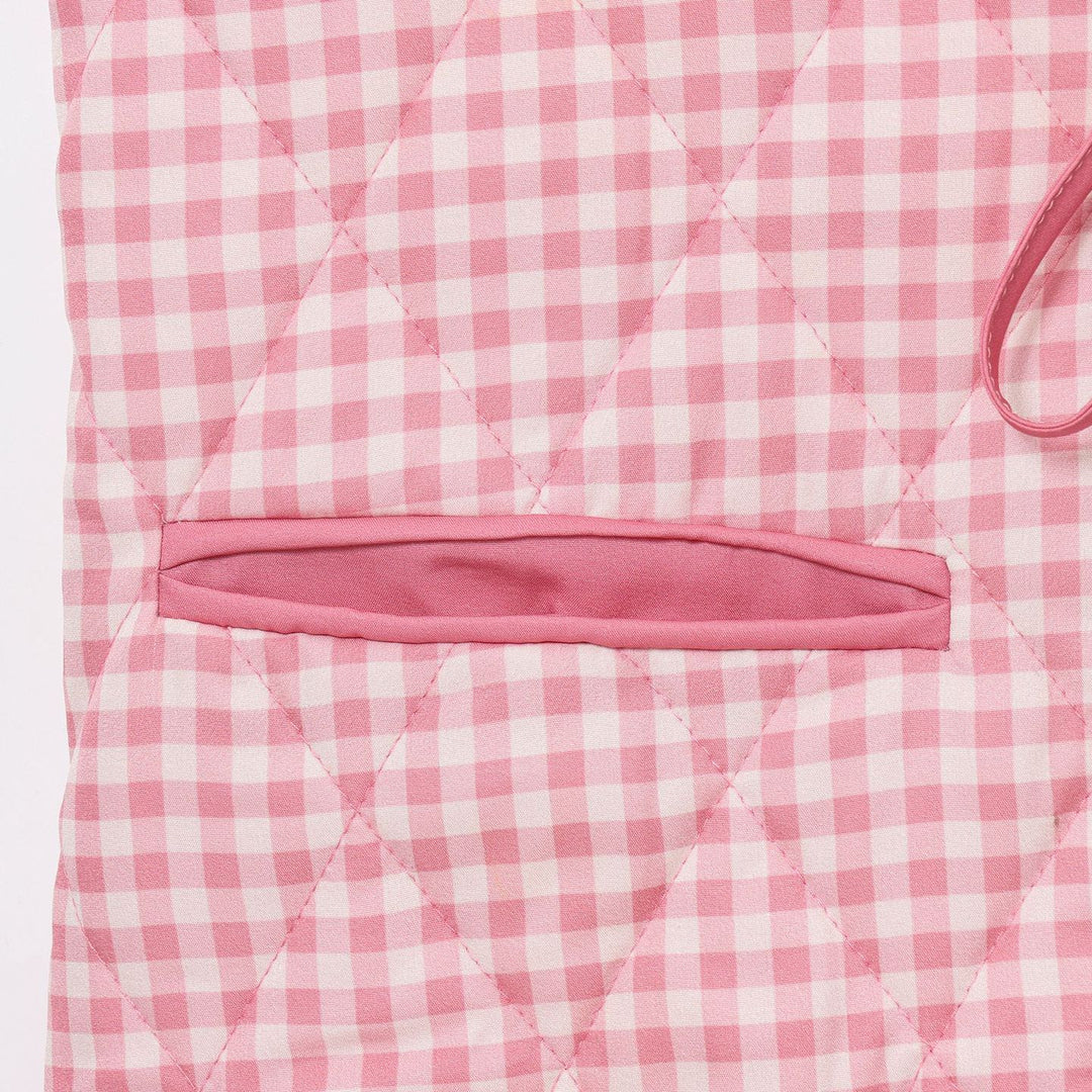 Damen gestepptes Viskose-Weste mit modischem Krawattenverschluss und praktischen Taschen Drune