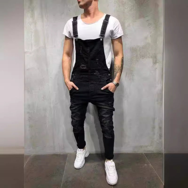 Herren Latzhose im modernen urbanen Stil mit stylischen Zerstörungen Drune