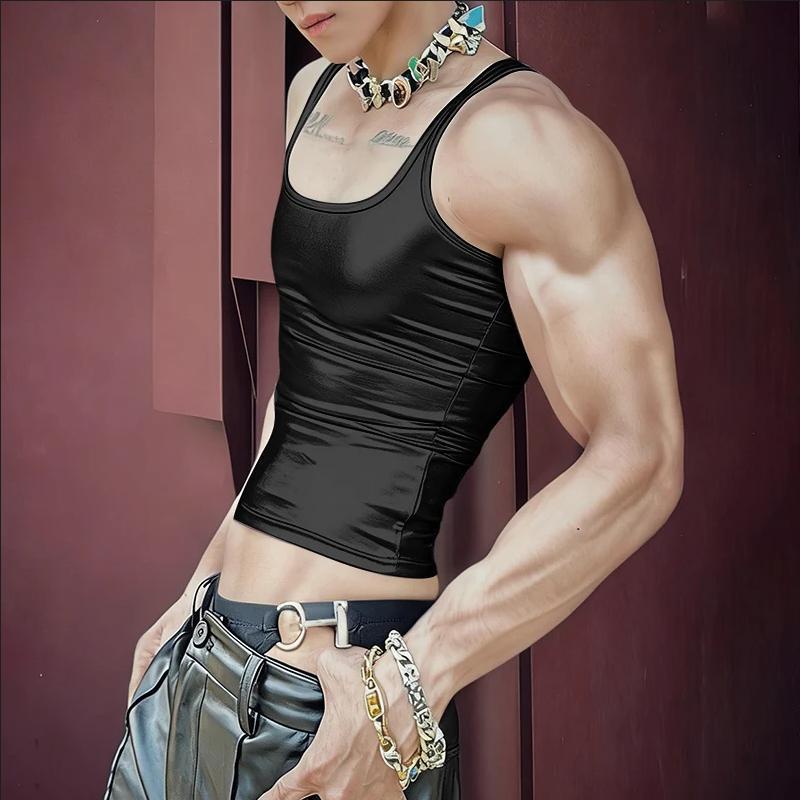 Damen nan tailliertes Glanz-Tanktop mit Racerback und feiner Nahtverarbeitung Drune
