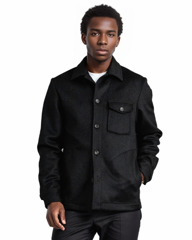Herren elegante Bouclejacke mit praktischen Taschen Drune