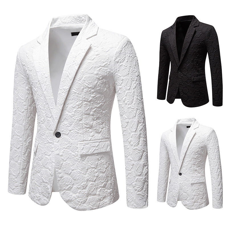 Herren nan strukturiertes Business-Sakko mit floraler Jacquardstruktur und Slim-Fit Drune