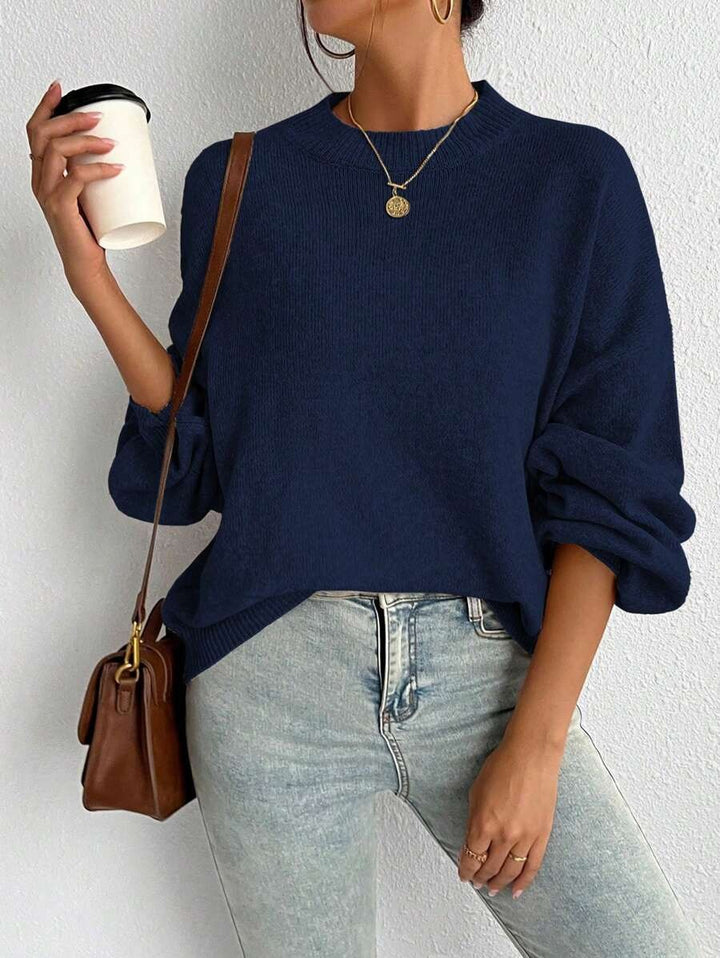 Damen lässiger Pullover mit modischen Ballonärmeln und strukturiertem Stoff Drune