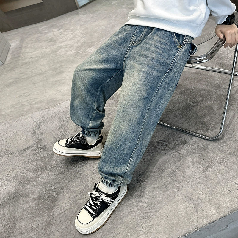 Herren lässige Baggy-Jeans mit elastischem Bund Drune