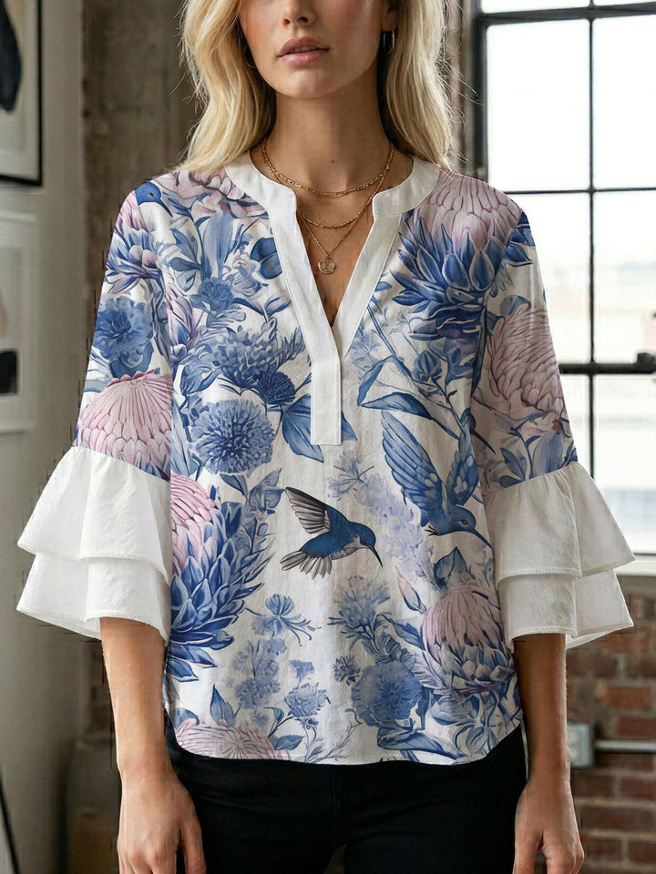 Damen Bluse mit wunderschönen floralem Design Drune