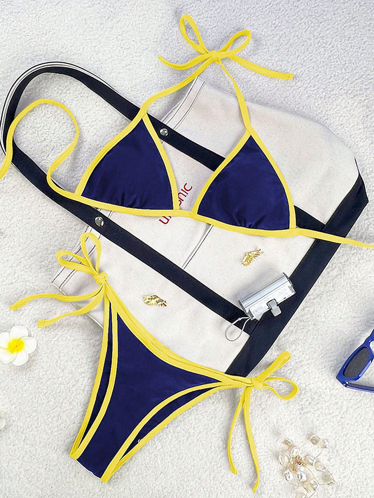 Damen Triangel-Bikini mit verspielten Schleifendetails Drune