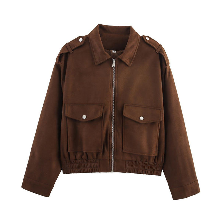 Damen lässige Utility-Jacke mit robustem Reißverschluss und großen aufgesetzten Taschen Drune