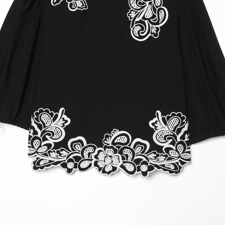 Damenbluse mit floraler Spitze und Volantärmeln Drune