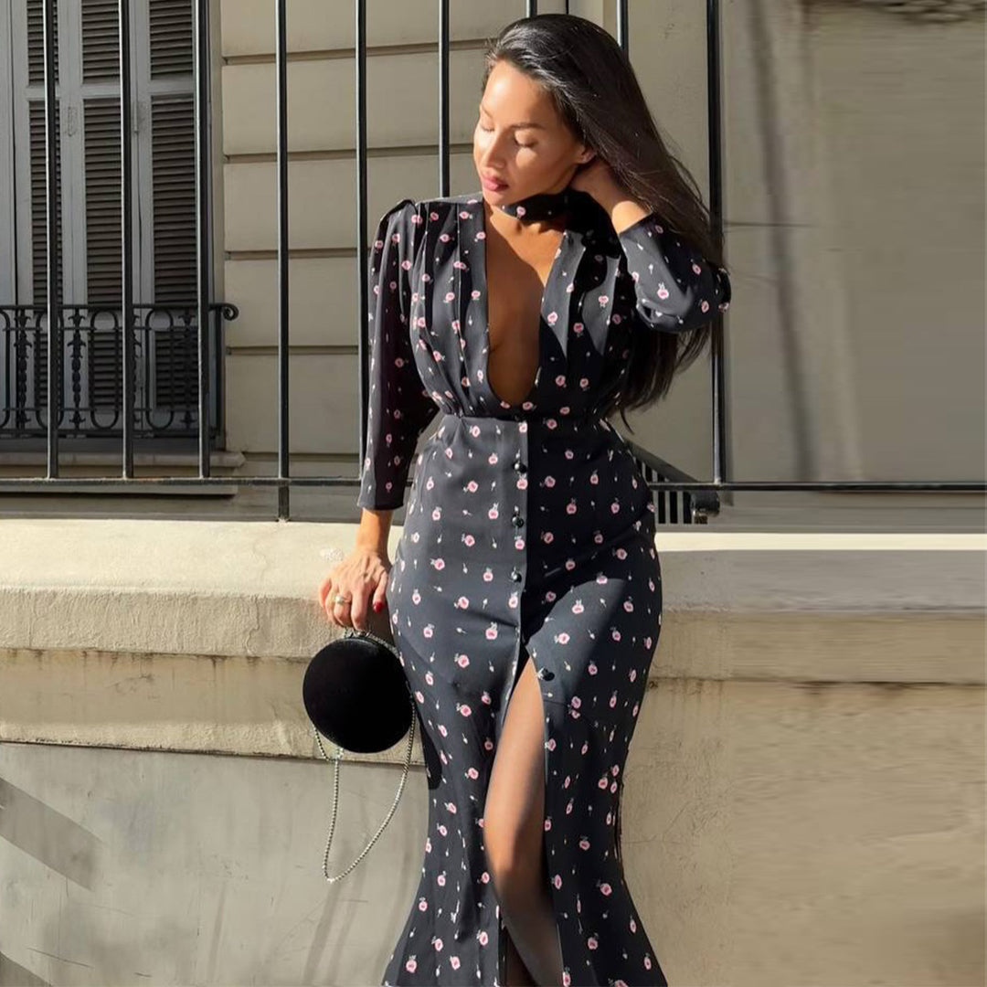 Damen Jumpsuit mit tiefem V-Ausschnitt und stilvollem Schlitz Drune