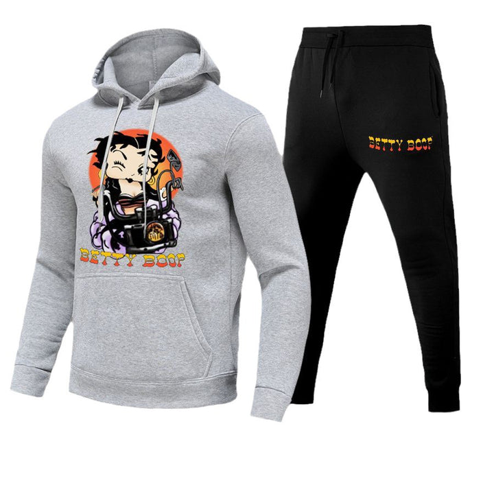 Damen Sportliches Hoodie- und Jogginghose-Set mit einzigartigem Grafikdesign Drune