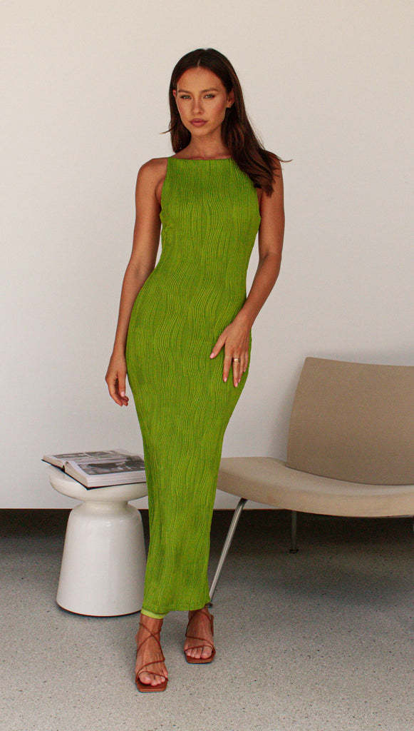 Damen Maxikleid mit schickem Rippdesign und figurbetonender Silhouette Drune
