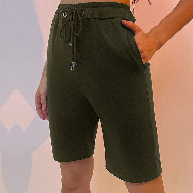 Damen sportliche Shorts mit elastischem Bund und seitlichen Taschen Drune
