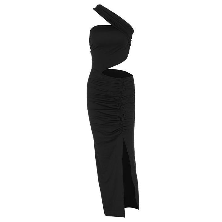 Damen Asymmetrisches Maxikleid mit Cut-Out-Details und raffinierten Rüschendetails Drune