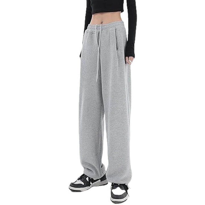 Damen nan lockerfallende Palazzohose aus Sweat mit hochgeschnittenem Komfortbund, Tunnelzug und seitlichen Eingrifftaschen Drune