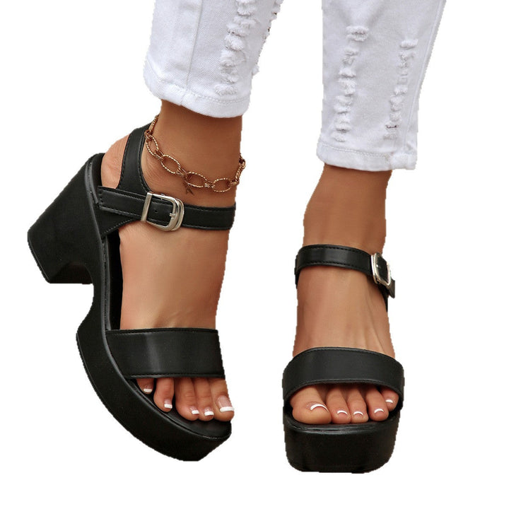 Damen Plateau-Sandaletten mit modischem Riemendesign und eleganter Schnallenapplikation Drune