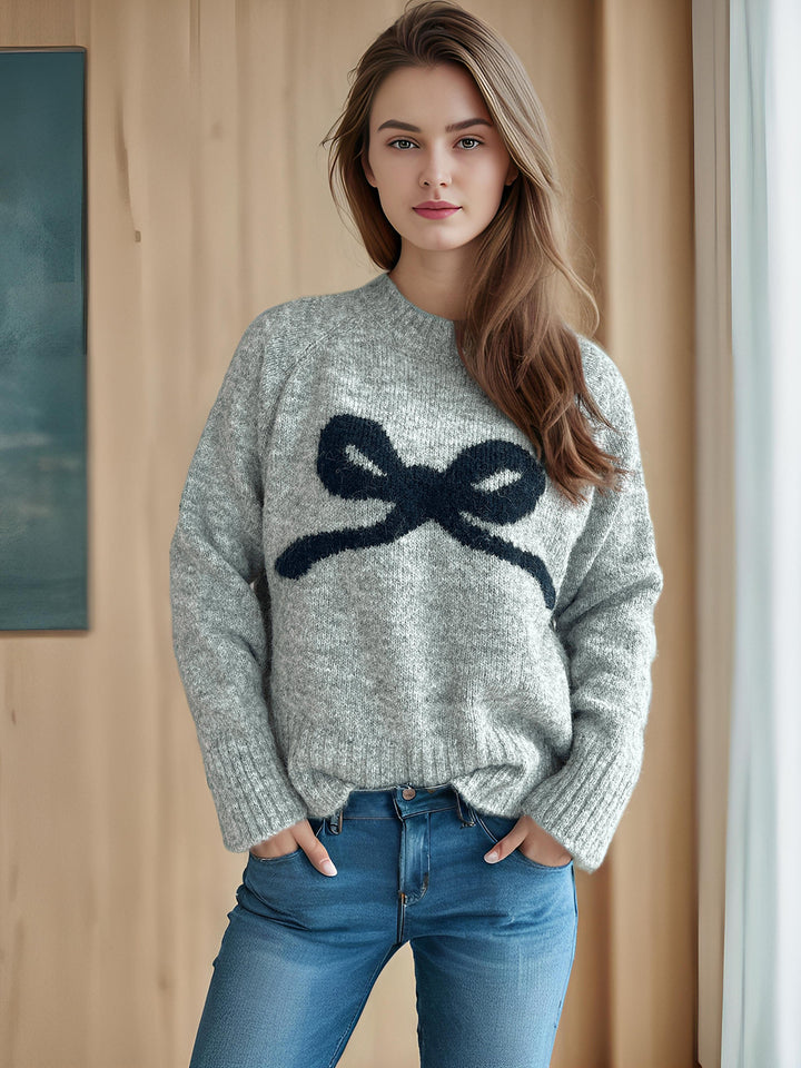 Damen kuscheliger Pullover mit Schleifenmotiv Drune
