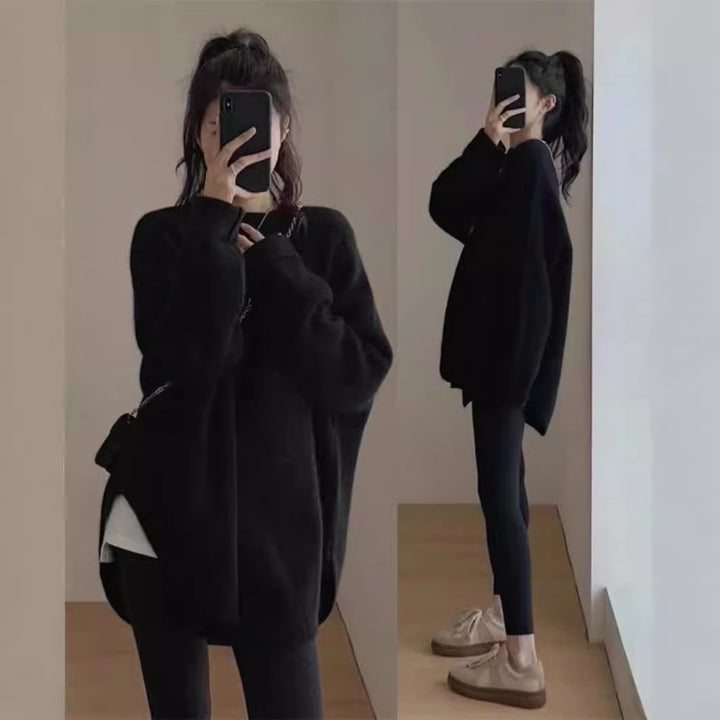 Damen Oversized Kuschelpullover mit strukturierter Oberfläche und lässigem Schnitt Drune