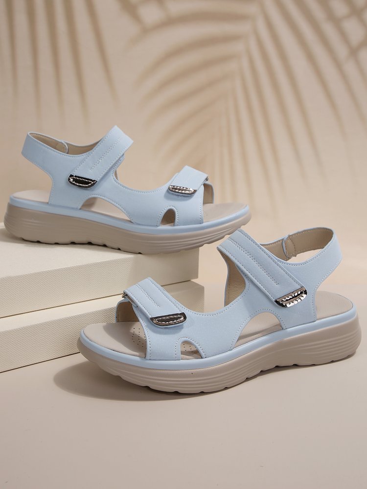 Damen Sportliche Sandalen mit verstellbaren Klettverschlüssen und dämpfender Sohle Drune