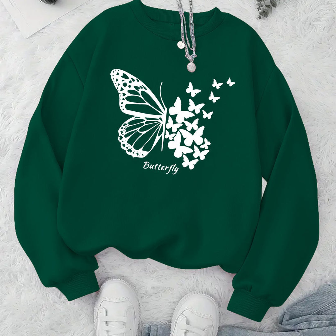 Damen Sweatshirt mit kreativem Schmetterlingsmotiv und lässigem Schnitt Drune