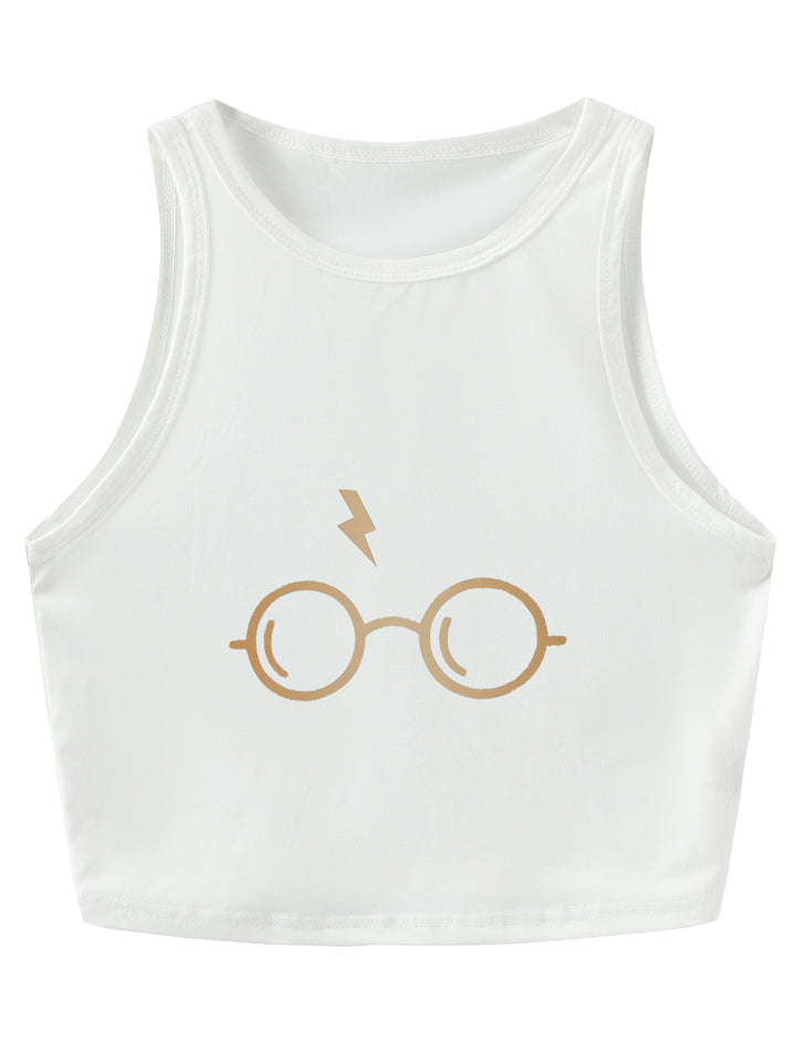 Damen Crop-Top mit auffälligem Schriftzug und körpernahem Schnitt Drune