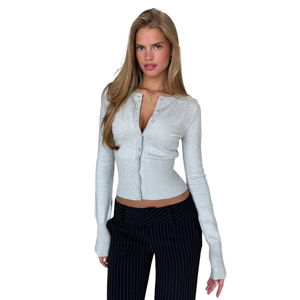Damen taillierte Strickjacke mit Knopfleiste und enganliegendem Schnitt Drune