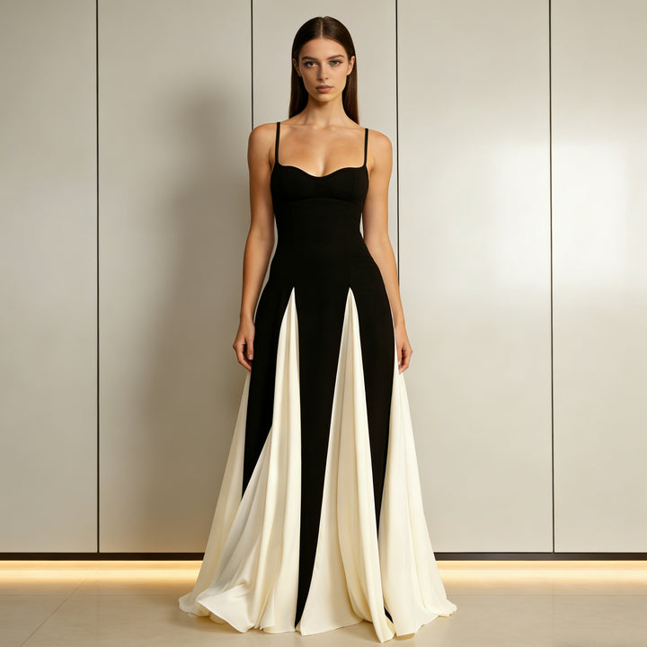 Damen Elegantes Abendkleid mit asymmetrischem Rock und zarten Trägern Drune