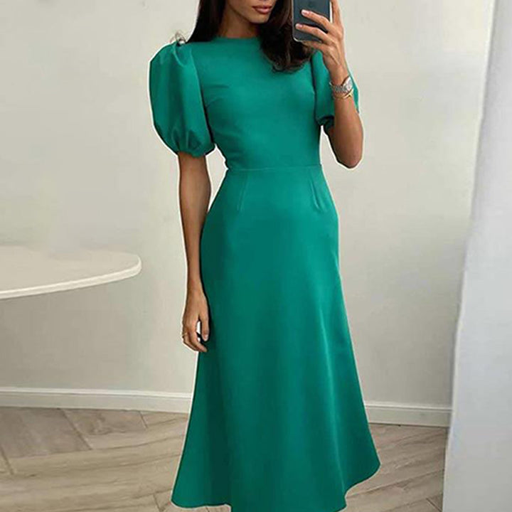 Damen Maxikleid mit voluminösen Ärmeln und figurbetontem Schnitt Drune