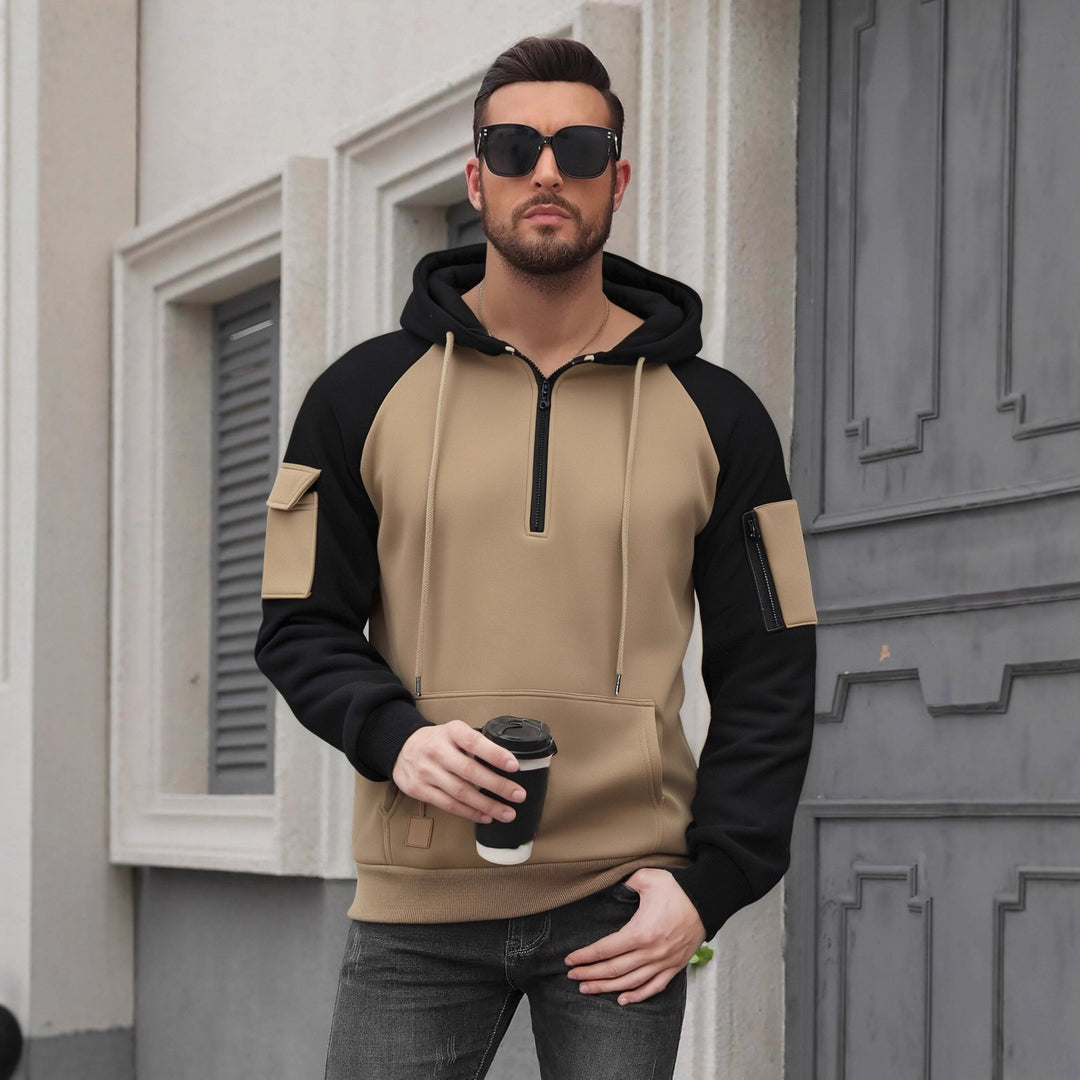 Herren Modischer Kapuzenpullover mit praktischen Reißverschluss-Details und sportlichem Schnitt Drune