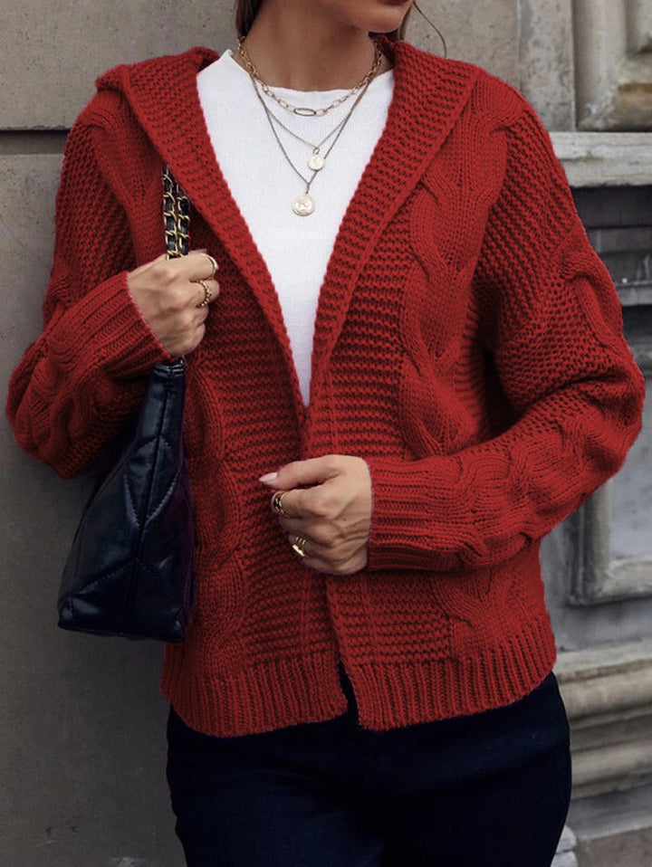 Damen Grobstrick-Cardigan mit Kapuze und strukturiertem Zopfmuster Drune
