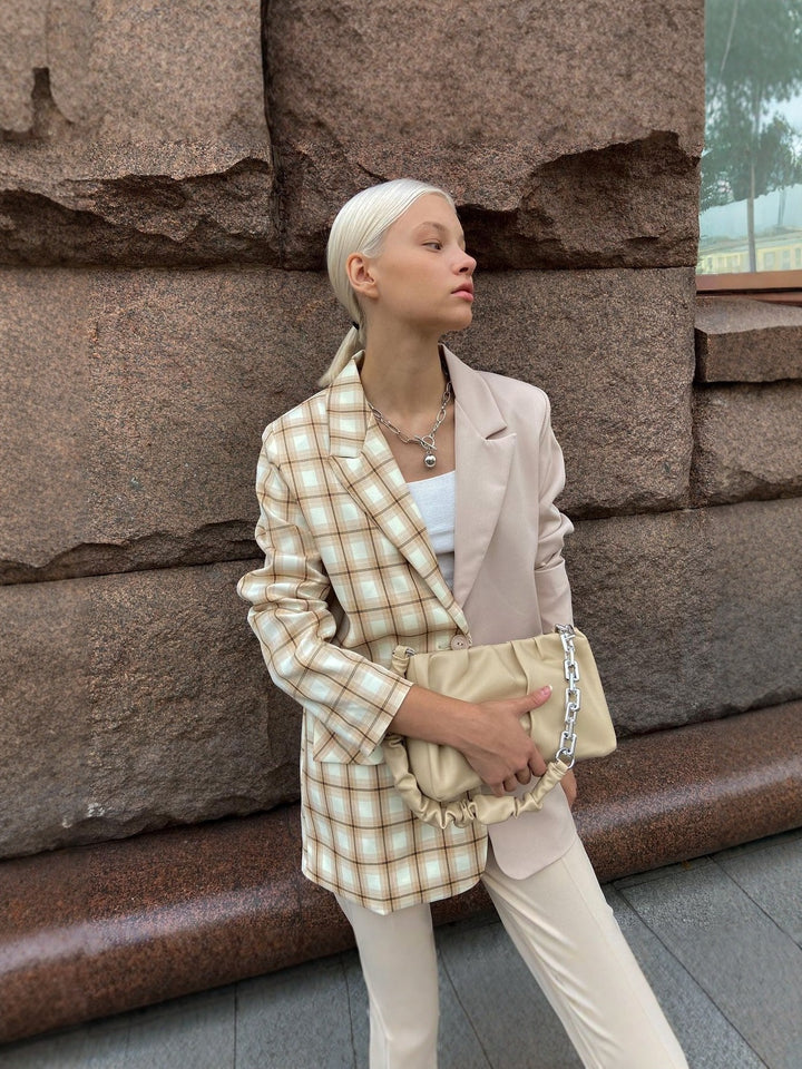 Damen Karierter Blazer mit weichem Schnitt Drune
