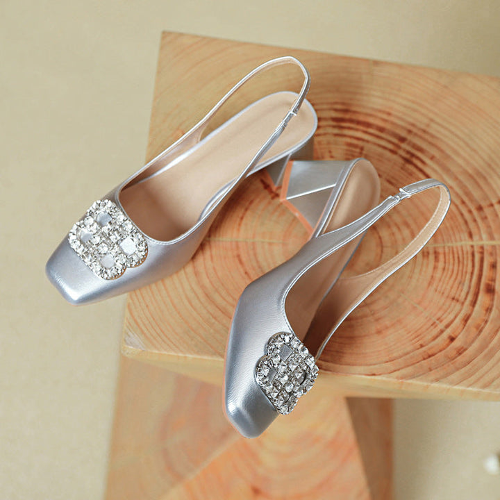 Damen Slingback-Pumps mit glamourösem Schmuckdetail und komfortablem Blockabsatz Drune