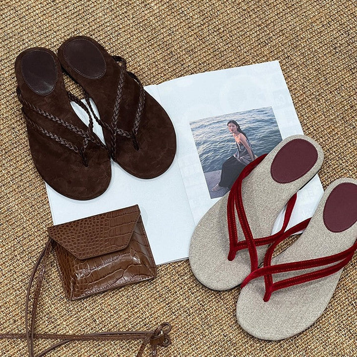 Damen Zehentrenner-Sandalen mit flexiblem Fußbett und elegantem Riemendesign Drune