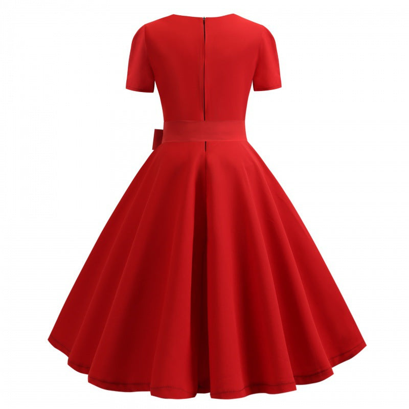 Damen Swingkleid mit eleganter Knopfleiste und tailliertem Gürtel Drune