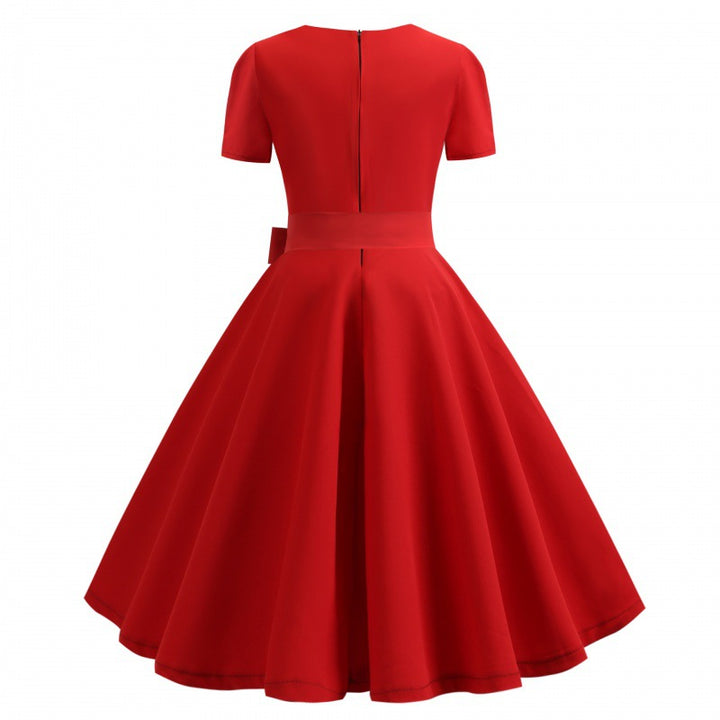 Damen Swingkleid mit eleganter Knopfleiste und tailliertem Gürtel Drune