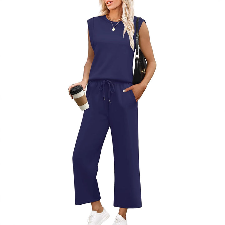 Damen Relaxed Fit Jumpsuit mit verkürzten Ärmeln und bequemem Bund Drune