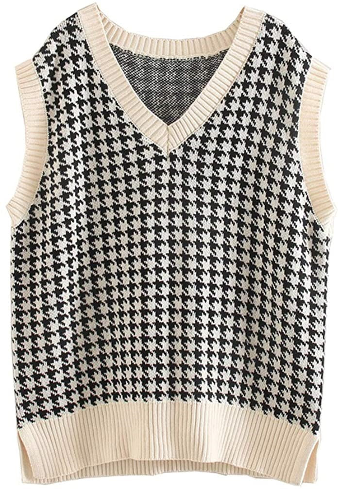 Damen Strickweste mit modernem Hahnentritt-Muster Drune