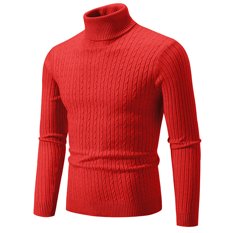 Herren Pullover mit hohem Kragen und strukturiertem Zopfmuster Drune