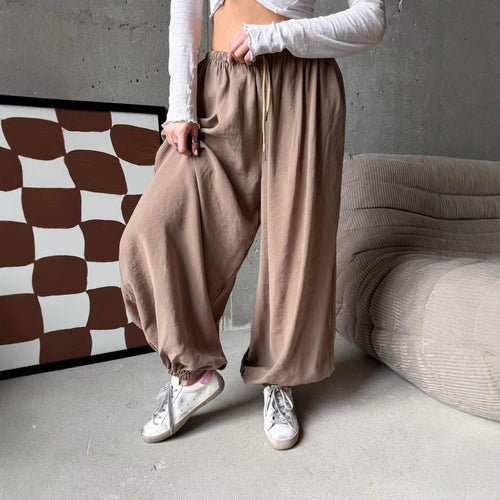 Damen Legere Palazzo-Hose mit elastischem Bund Drune