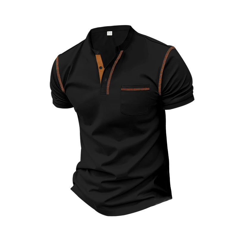 Herren shirt mit modernem Henley-Kragen und praktischen Brusttasche Drune