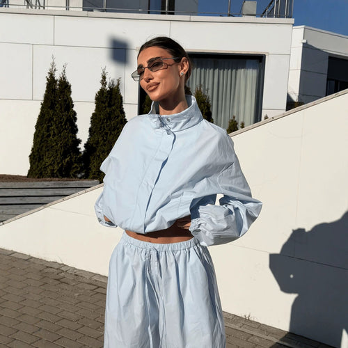 Damen nan lässiges Zweiteiler-Set aus fließendem Stoff mit weitem Bein Drune