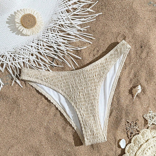 Damen Bikinihöschen mit elastischem Rüschendesign und hohem Beinausschnitt Drune