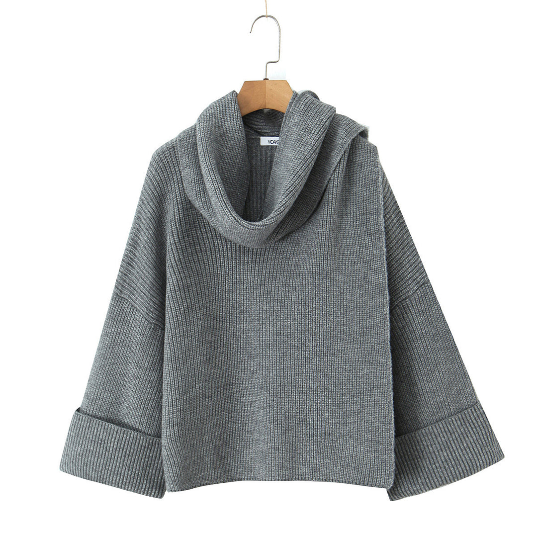 Damen Eleganter Strickpullover mit weitem Schnitt und lässigem Rollkragen Drune