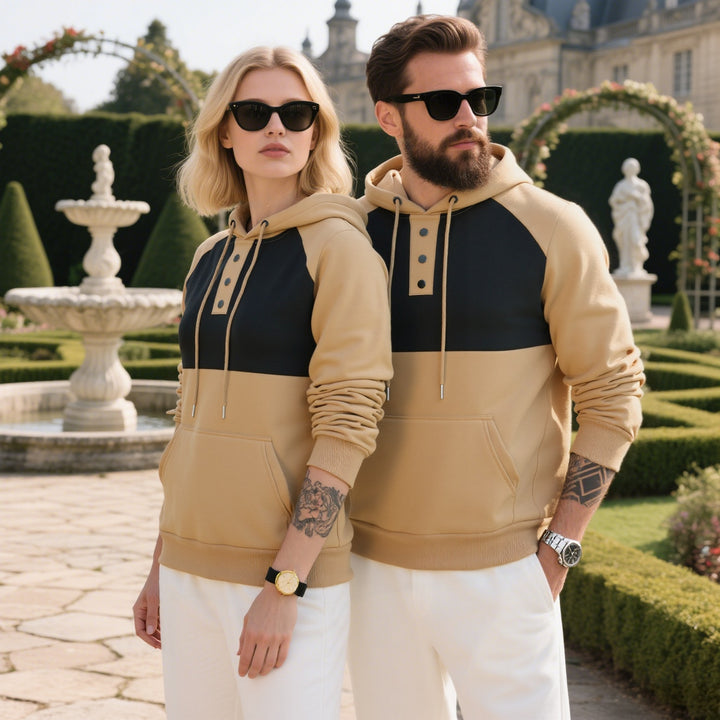 Herren modischer Kapuzenpullover mit strukturiertem Gewebe und praktischen Knopfdetails Drune