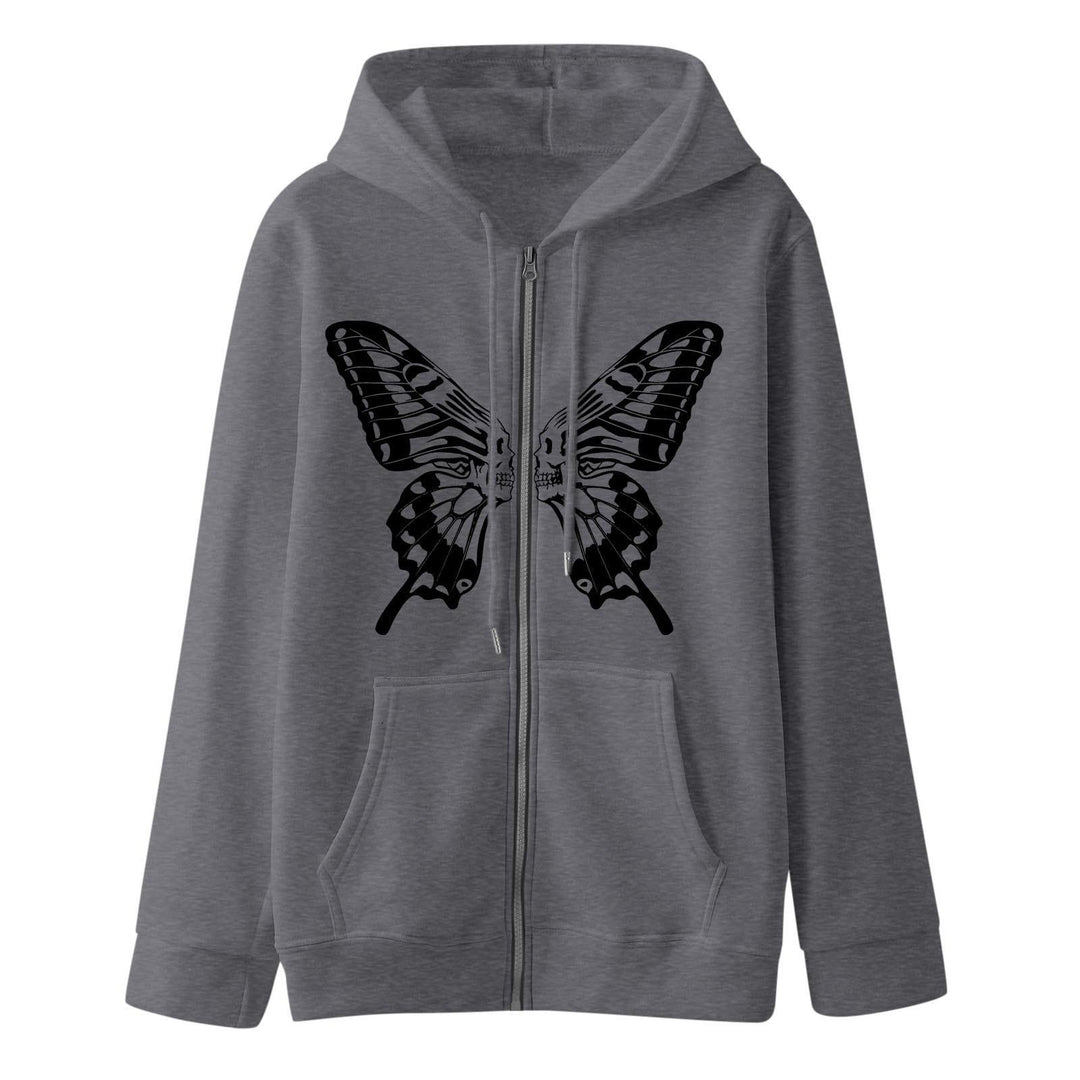 Damen Kapuzensweatjacke mit einzigartigem Schmetterlingsdruck Drune