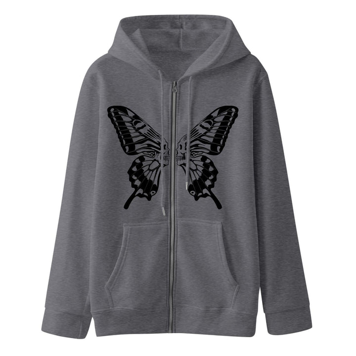 Damen Kapuzensweatjacke mit einzigartigem Schmetterlingsdruck Drune