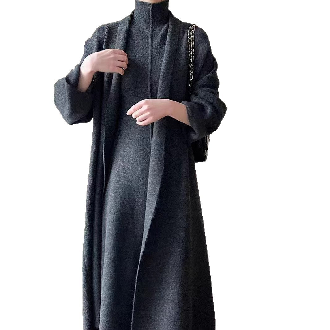 Damen Strickkleid mit hochwertigem Stehkragen und dekorativen Ärmeln Drune