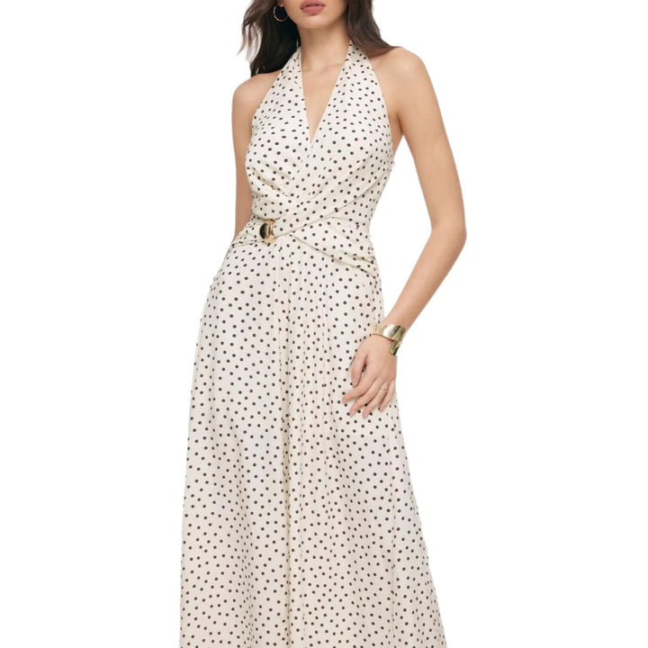 Damen eleganter Jumpsuit mit tiefem Ausschnitt und schwingendem Bein Drune
