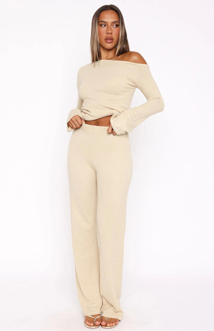 Damen Elegantes Lounge-Set mit asymmetrischem Oberteil und weitem Bein Drune