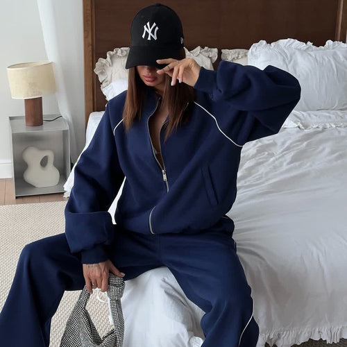 Damen Sportliche Sweatjacke und Jogginghose-Set Drune